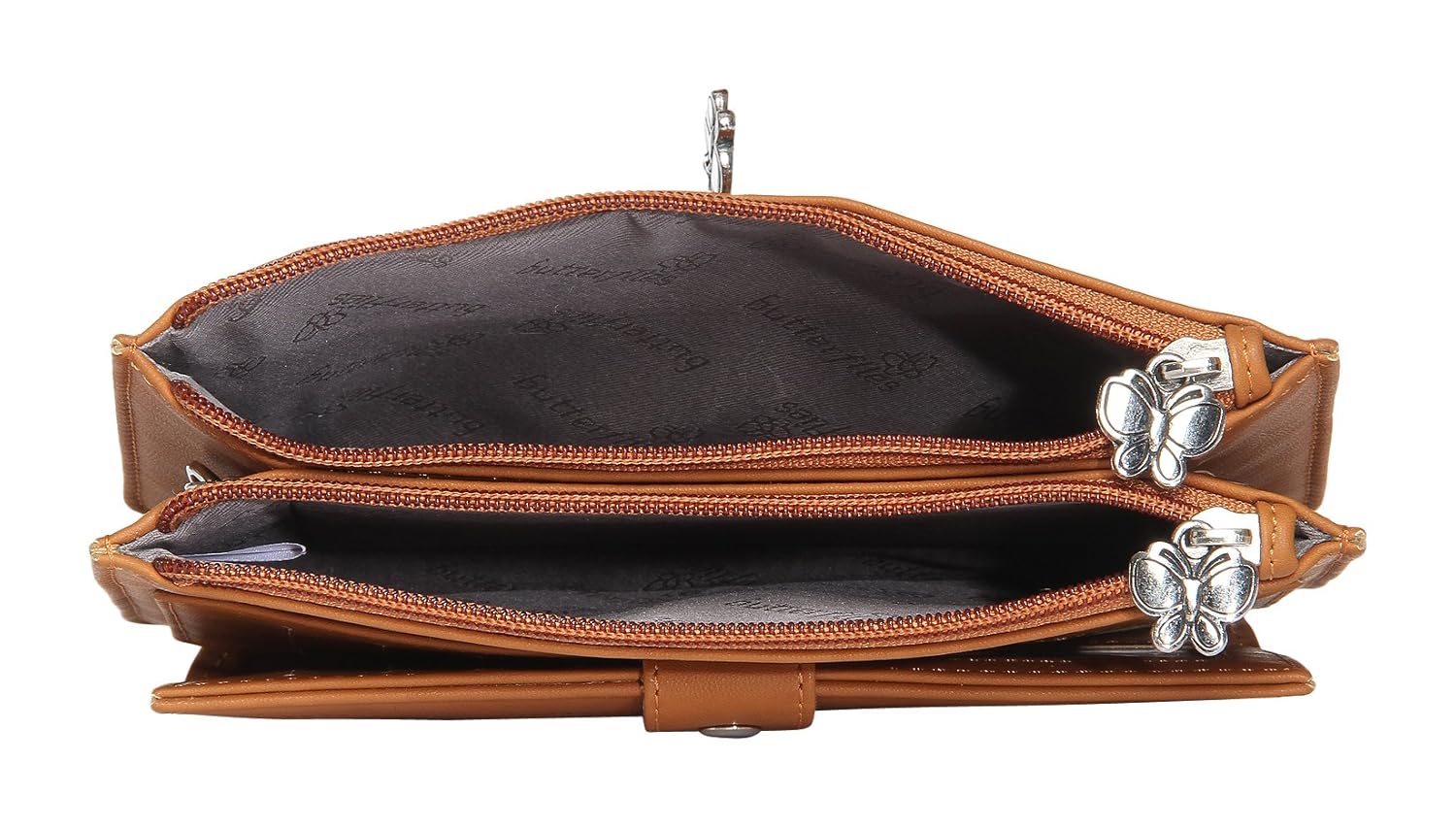 butterflies women's clutch (tan) (bns 2401tn)