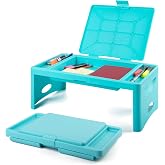 Loddie Doddie Foldable Lap Desk for Adults, Bed Tray, Teal Blue, 9.75"x12" | Portable Desk, Car Seat Tray for Road Trips, Storage Pocket, Lap Desk Kids, Folding Desk Bed Table