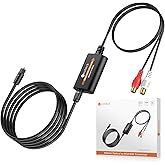Neoteck 5.9ft/1.8m Optical to RCA Cable 192kHz DAC Converter Spdif/Toslink to Analog Stereo L/R RCA with Built-in Audio Ampli
