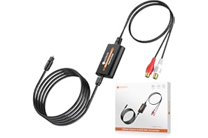 Neoteck 5.9ft/1.8m Optical to RCA Cable 192kHz DAC Converter Spdif/Toslink to Analog Stereo L/R RCA with Built-in Audio Amplifier Chipset and RCA Cable fo HDTV Set Top Box DVD-Female Output