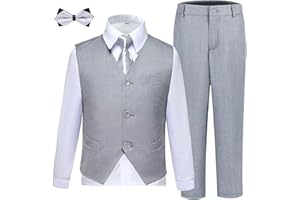 LOPEN STU Boys Suits Slim Fit Toddler Tuxedo Suit Set for Teen Boys Communion Dress Clothes Kids Wedding Ring Bearer Outfit