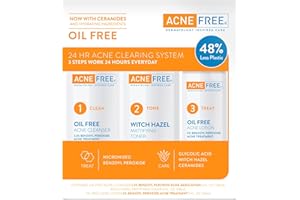 ACNEFREE Acne Free 3 Step 24 Hour Acne Treatment Kit - Clearing System W Oil Free Acne Cleanser, Witch Hazel Toner, & Oil Free Acne Lotion - Acne Solution W/ Benzoyl Peroxide for Teens and Adults - Original