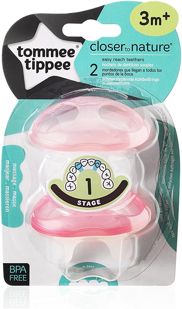 Tommee Tippee CTN Easy Reach teethers Stage 1 Pack of 2 Pink