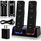 2-in-1 Charger Station for Wii/Wii U Remote Controller, with 2 pcs 2800mAh Rechargeable Battery Packs, USB Plug and USB Cable, 2 Port Charging Station for wii Controller (Remote not includedd)-Black