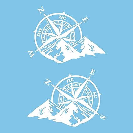 50cm Blanc Stickers Pour Voiture Tuankayuk Autocollant En Pvc Boussole Naviguer Montagnes Decalcomanie Auto Body Decoration 60 Auto Et Moto Cadeaux Et Produits Derives