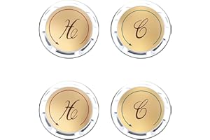 OWNLIFEYF Universal Hot and Cold Index Buttons, 1.14 inch Inner Diameter Faucet Index Bathroom Sink Handle Buttons, Clear Acrylic with Gold for Delta/LDR/Delex/Peerless Two Clear Handles (4 pack)