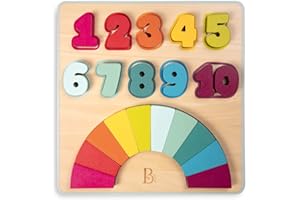 B. toys – Counting Rainbows – Wooden Number Puzzle – Counting Toy for Toddlers – 20 Pieces – 18+ Months