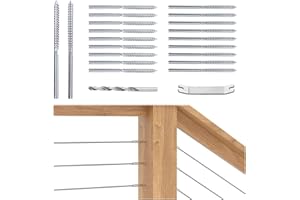 Muzata 60 Pack 1/8" Swage Lag Screws Left and Right Cable Railing Kit Hardware Handed Thread for Wood Post T316 Stainless Ste