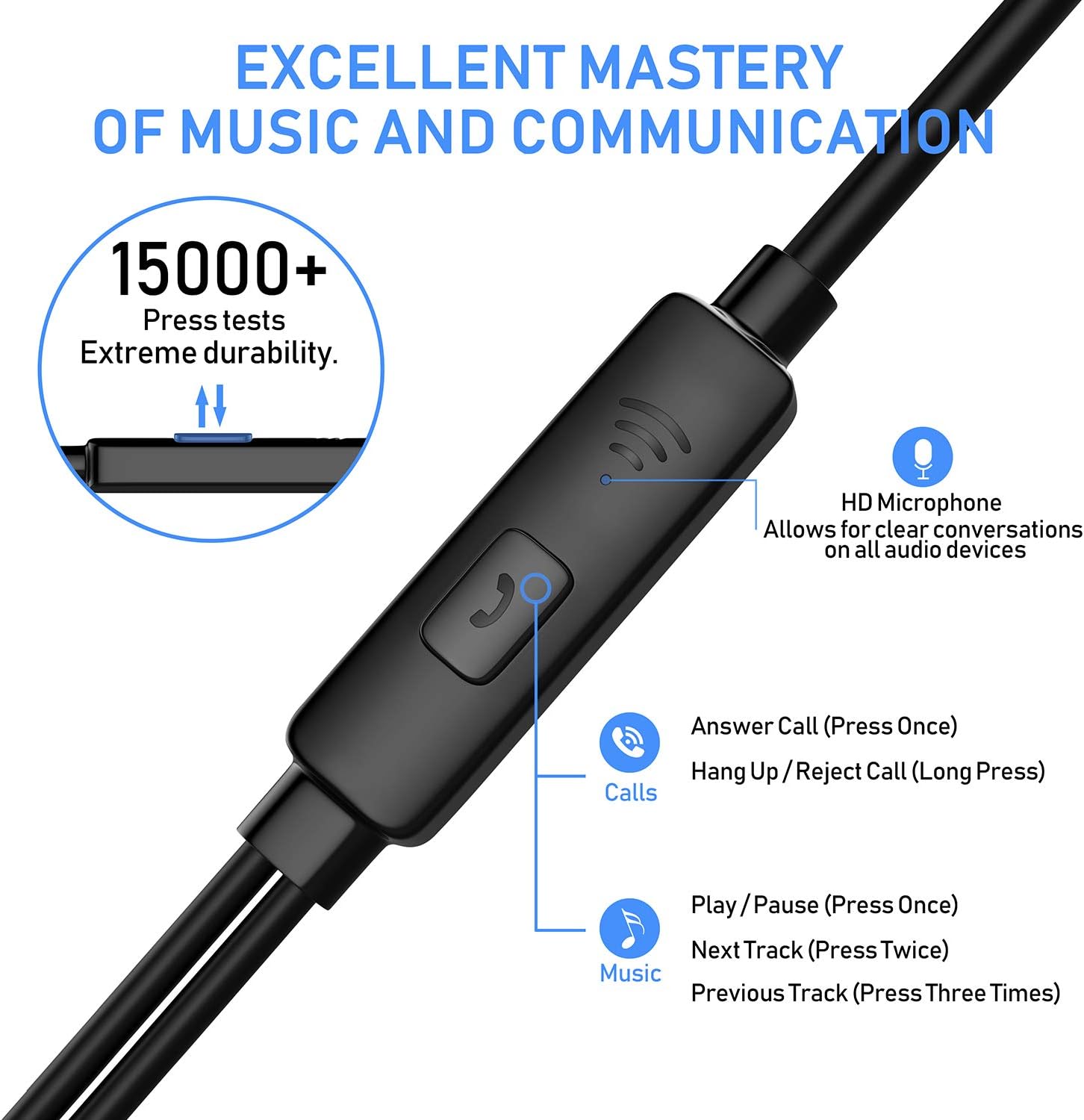 Blukar Earphones, In-Ear Headphones Earphones High Sensitivity Microphone, Noise Isolating, High Definition - Image 5