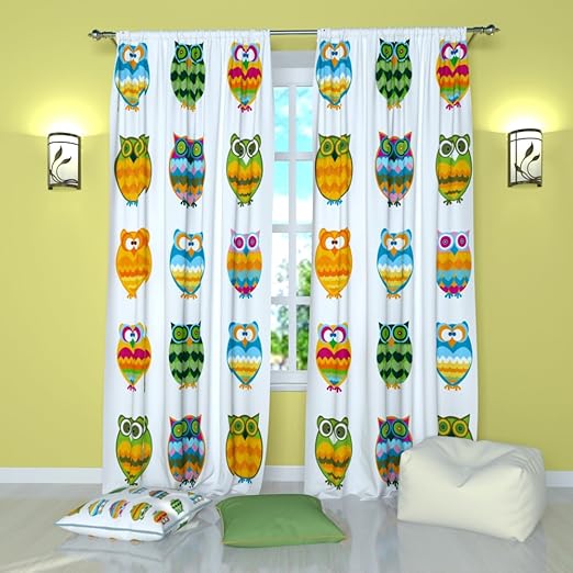 Amazon Com Factory4me White Owl Curtains For Kids Girls Kitchen