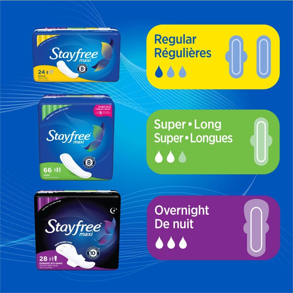 Stayfree Maxi Pads for Women, Super - 66 Count: Health & Personal Care