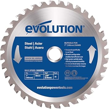 Evolution Power Tools Mild Steel Carbide Tipped Blade 180 Mm