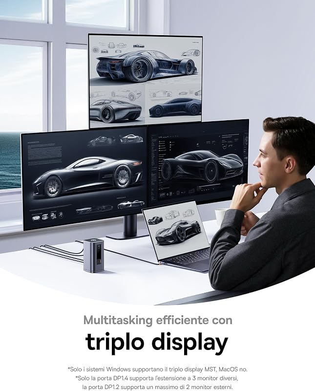 Spacemate 11 in 1 Docking Station con Alimentatore 3 Monitor