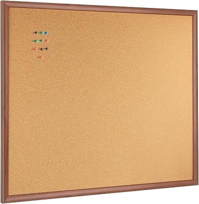 OWLKELA Walnut Color Board 60x40cm Bulletin Corkboard Frame Walnut Oak