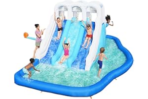 Bestway H2OGO! Tidal Trifecta Kids Inflatable Water Park | Inflatable Triple Slide and Splash Pool | Great for Kids Ages 5 and Up