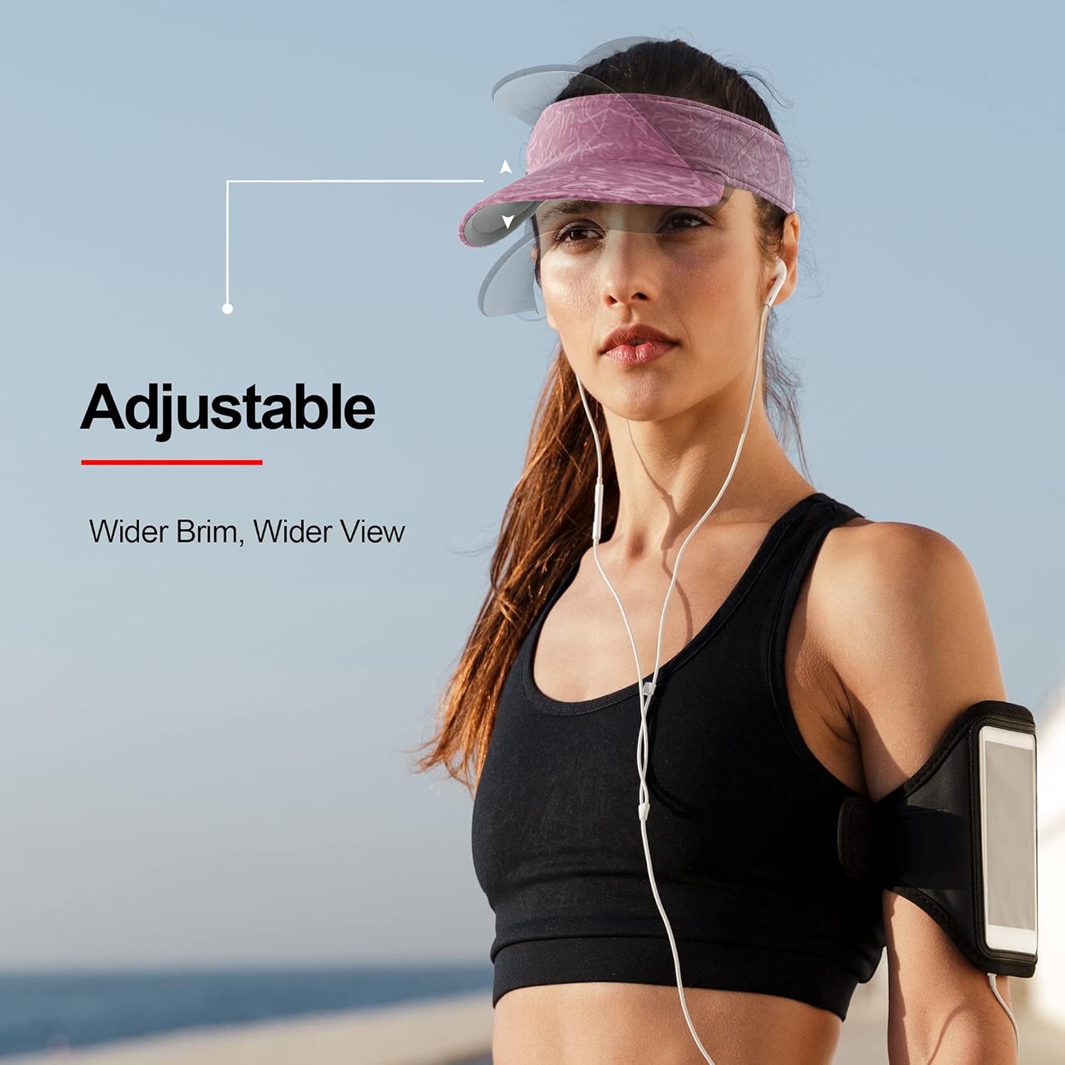 Arcweg Sun Visors for Women and Ladies Foldable Sports Visor Caps Sun Hat UV Protection Adjustable Visor Hat for Golf Cycling Fishing Tennis Running Jogging and Other Sports Pink: Clothing