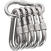 Acquwistach Locking Carabiner Clips, Stainless Steel Spring Snap Hook Locking Carabiner Heavy Duty - 304 Premium Stainless Steel Thumb Screw Carabiner Clip