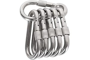 Acquwistach Locking Carabiner Clips, Stainless Steel Spring Snap Hook Locking Carabiner Heavy Duty - 304 Premium Stainless Steel Thumb Screw Carabiner Clip