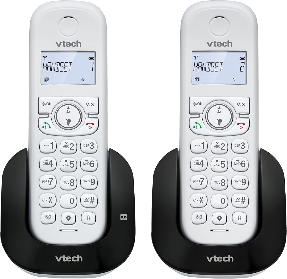 VTech CS1551 DECT Cordless Phone with Answering Machine 2 Handsets White
