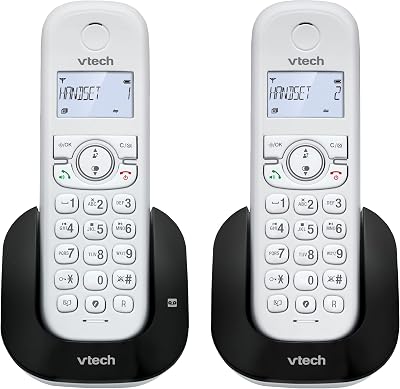 VTech CS1551 DECT Cordless Phone with Answering Machine 2 Handsets White