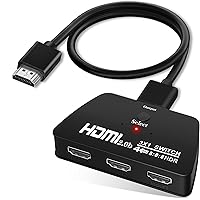 4K@60Hz HDMI 2.0 Switch Splitter with 3.9FT long HDMI Cable, HDMI Switch 3 in 1 Out, 3-Port HDMI Switcher Selector, Supports 