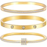 Camhanno Gold Bracelets for Women Stackable Bangles Love & Friendship Stainless Steel Jewelry Valentines Day Gifts for Her