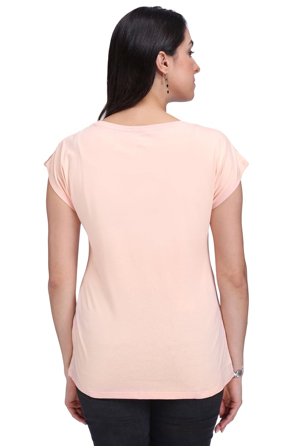 kvl cotton short sleeves t-shirt for women-salmon pink