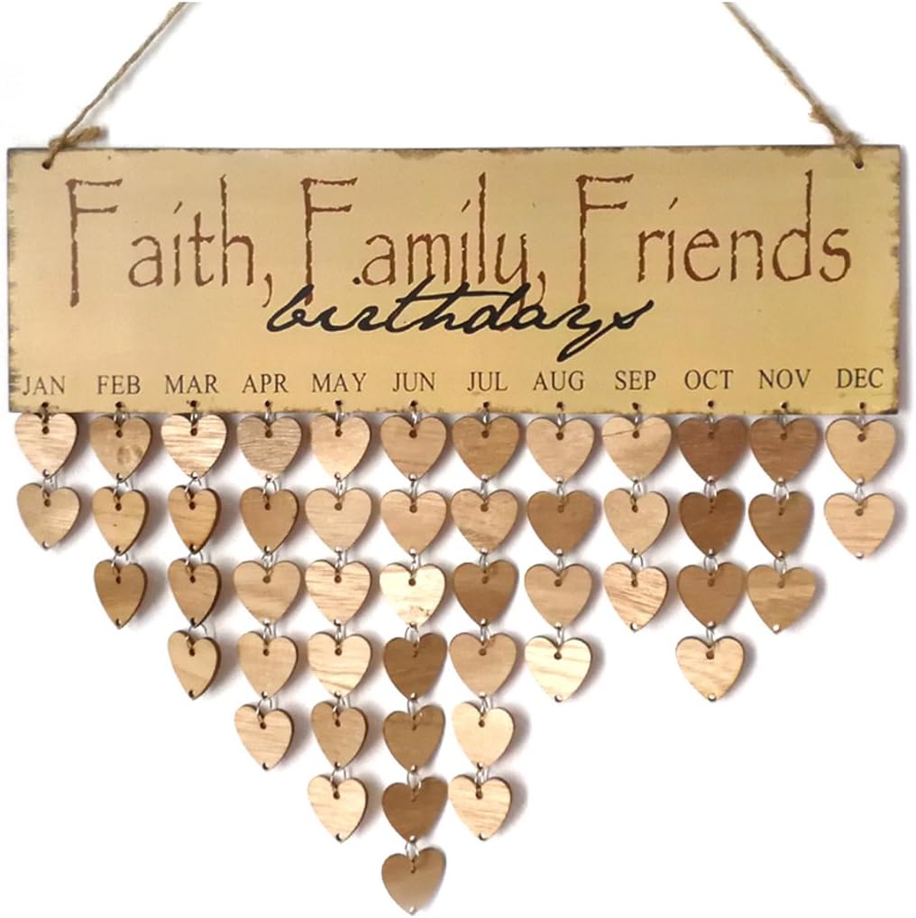 ULTNICE Holz Hängende Plakette Geburtstag Kalender Mahnung Glauben