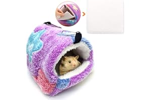 HOSUKKO Warm Hamster Bed with Mat for Small Animal Pet, Mini Rat Hamster Plush House Bed Hut Nest Bed Mini House Cave Bed Cozy House Hideout(S)