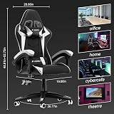 bigzzia Ergonomic Gaming Chair White with Lumbar & Headrest Cushions view 8