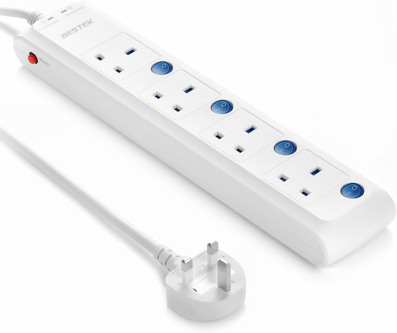 BESTEK 4 Way Extension Socket Power Strip Outlet with Surge Protection