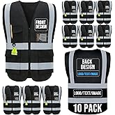 BeautyWill Custom Safety Vest Customized Logo Class 2 High Visibility Reflective Vest with Pockets Construction workwear