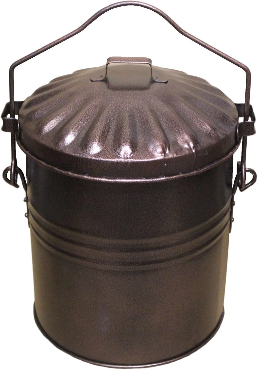 Small / Large BRONZE Metal Ash Bucket Coal Log Kindling Storage Bin Lid