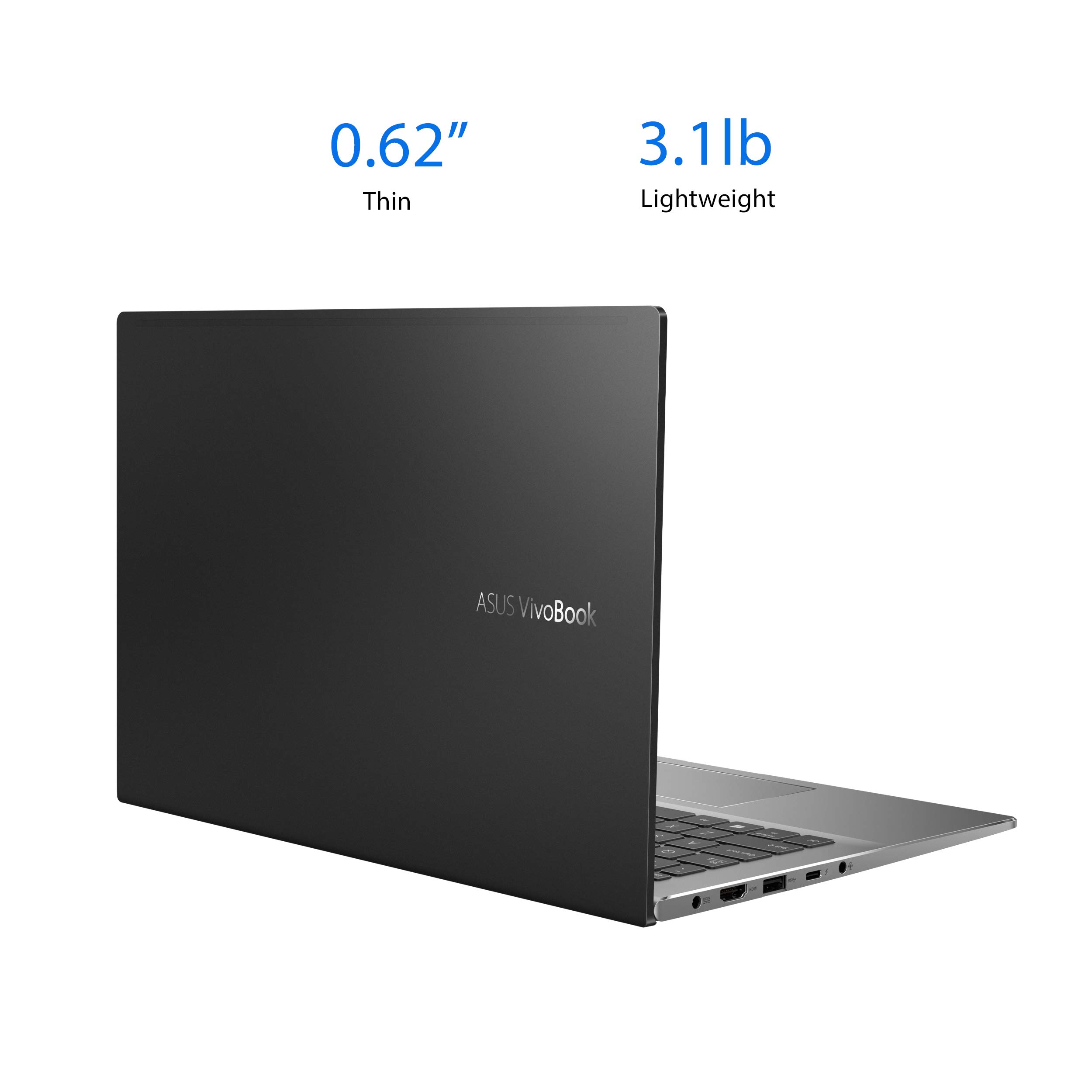 ASUS VivoBook S14 S433 Thin and Light Laptop, 14” FHD Display, Intel Core i5-1135G7 CPU, 8GB DDR4 RAM, 512GB SSD, Thunderbolt 3, Wi-Fi 6, Windows 10, AI Noise-Cancellation, Indie Black, S433EA-DH51