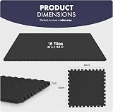 KAYMAN 16 Pack 60x60 cm Interlocking EVA Gym Floor Mats Black 62 sq ft view 2
