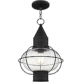 Livex 26906-04 Transitional One Light Outdoor Pendant from Newburyport Collection in Black Finish