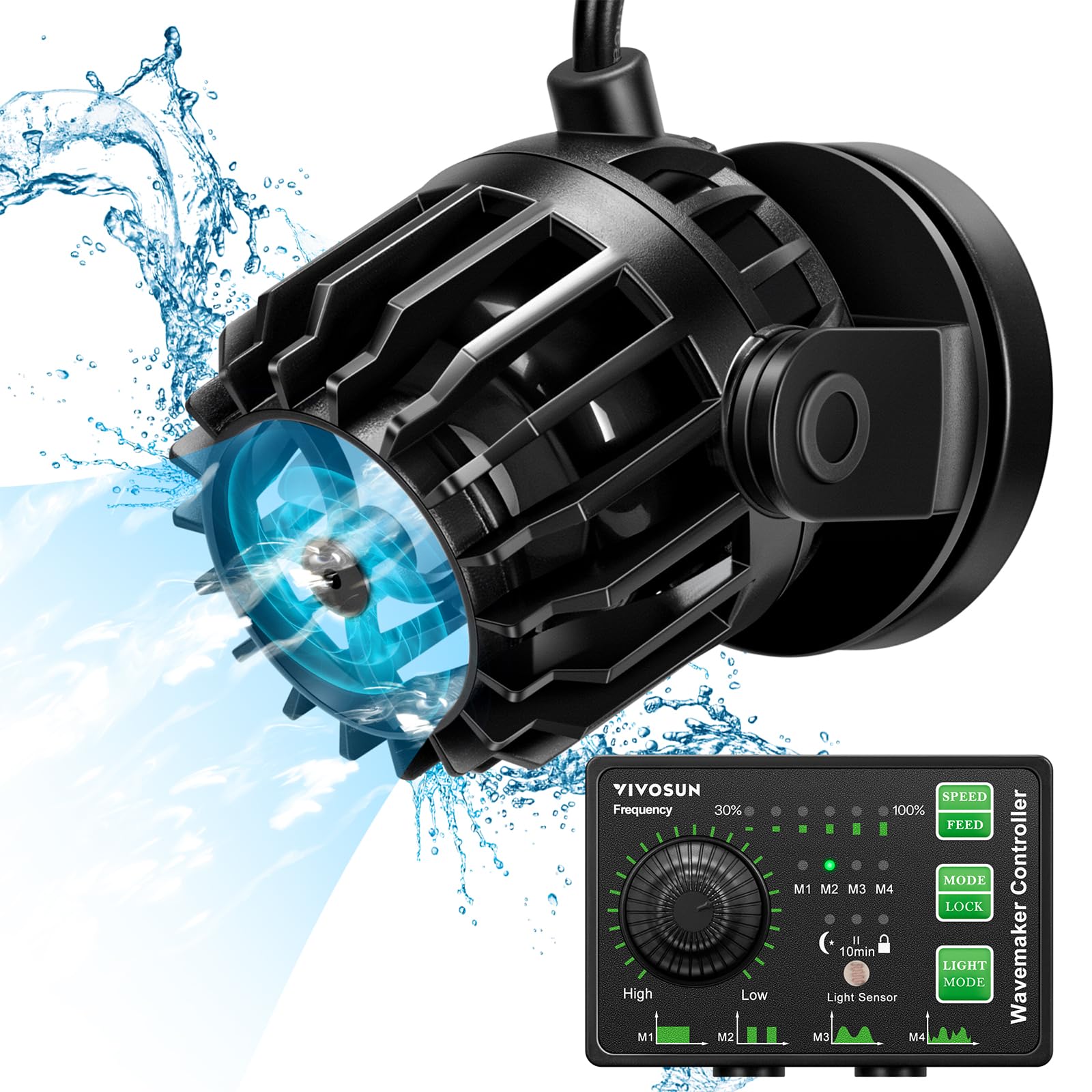 Photo 1 of VIVOSUN Aquarium Wave Maker, 1000GPH Circulation Pump with Controller & Magnetic Suction Base, Adjustable Submersible Powerhead for 15-30 Gal Freshwater/Saltwater Fish Tank, 10W