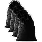 FantasyLife Shoe Bags for Travel, 17.3"x12.6" Washable Dust Bags for Storage & Packing, Flannel Shoe Pouch with Drawstring Closure for Purses, Handbags, Shoes & Toys (4, Black Beauty)