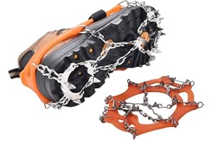 BenBoy Crampons Upgraded 19 Steel Spikes Stainless Anti Slip Ice Cleats Snow Grips Traction Safe Protect for Women Men Walking Climbing Hiking (Shoes/Boots)