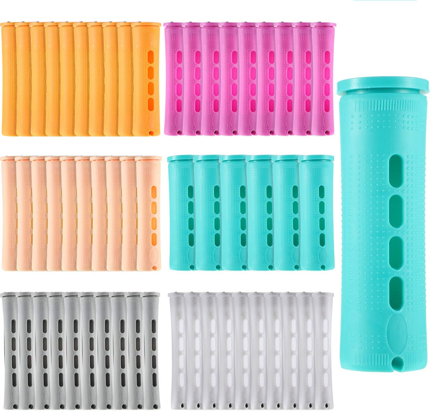 56 Pieces Hair Perm Rods Set 6 Sizes Hair Rollers Plastic Cold Wave