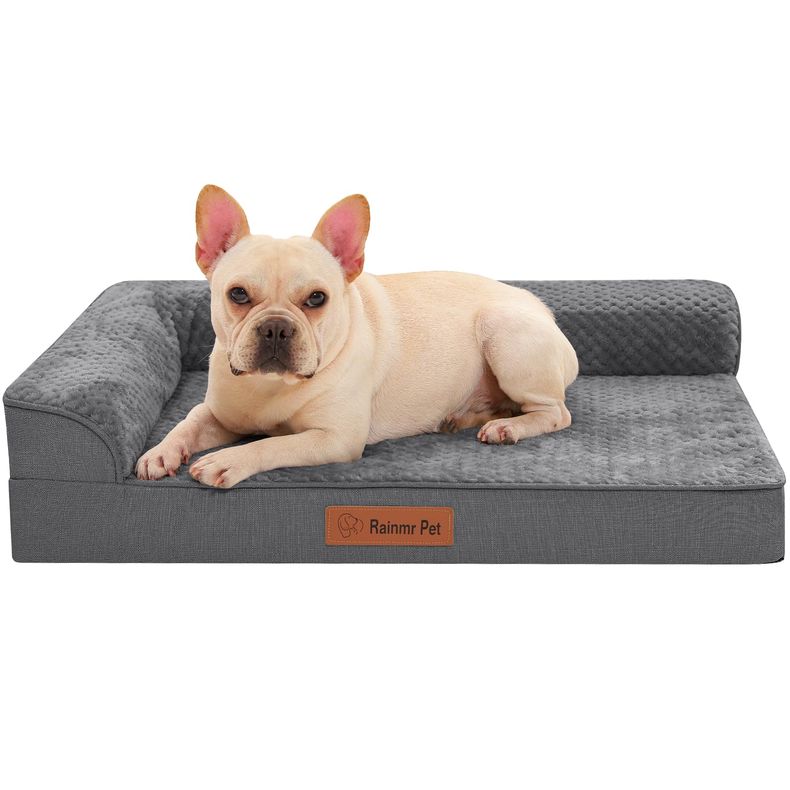 Rainmr Orthopedic Dog Bed for Small and Medium Dogs, Memory Foam Pet Bed with Washable Removable Cover, Nonskid Bottom, Waterproof, for Indoor, Outdoor, Crate ＆ Car Use, 30x20x6 Inches, Dark Grey Image