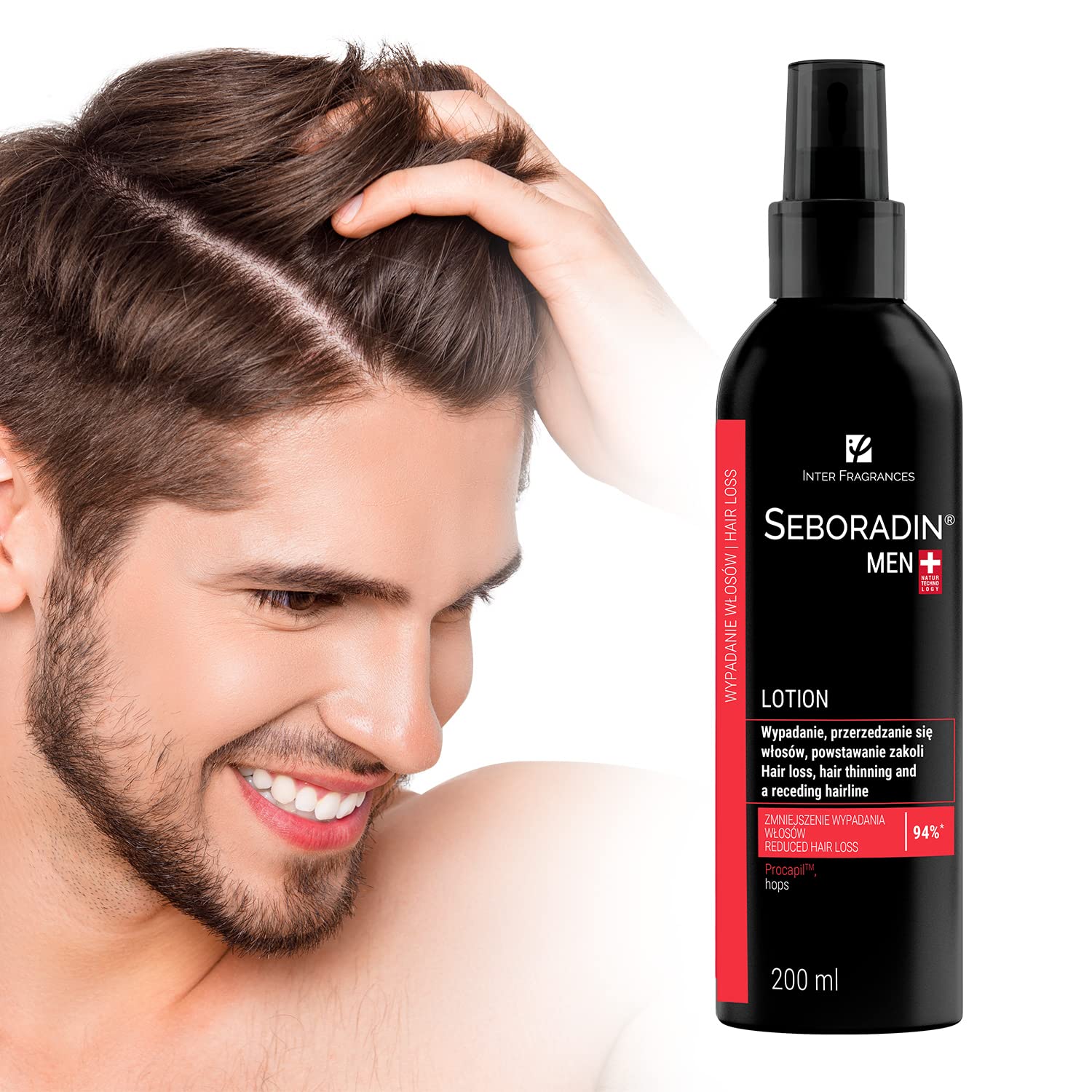 SEBORADIN MEN Hair Lotion For Hair Loss Hair Thinning Premium Lotion 200 ml Vitamins And Natural Extracts For Thickening And Growth Natur Technology Hair And Scalp Treatment Receding Hairline
