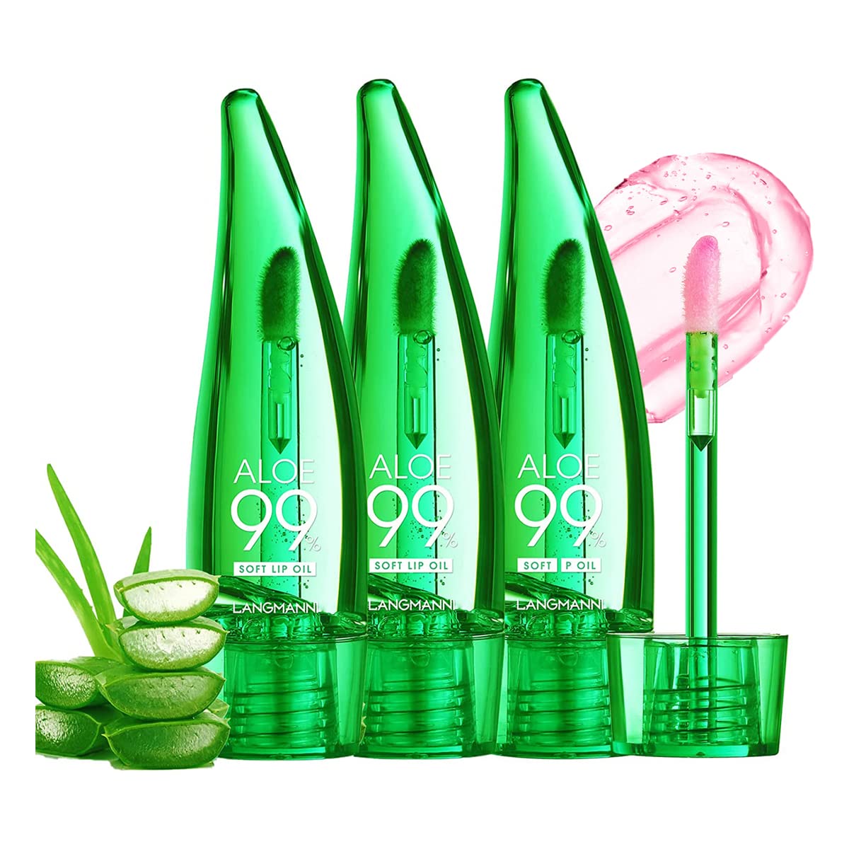 Pakivs 3 Pcs Aloe Vera Lip Gloss Set,Magic Temperature Color Change Lip Gloss Moisturizing Long Lasting Lip Stain Liquid Lipstick Lip Tint for Women