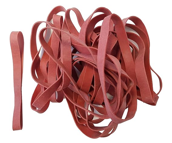 25 Stück elastische Gummibänder lang, spannkräftig, haltbar, wiederverwendbar, Gummiringe für Haushalt & Büro, Farbe Rot, 130