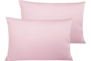 NTBAY Egyptian Cotton Toddler Pillowcases - Set of 2 - Travel Pillow Cases - 500 Thread Count Cotton 13x18 Pillow Covers - Envelope Closure Nursery Pillowcases, 13x18 Inches, Pink