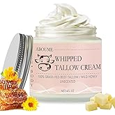 Beef Tallow for Skin, 100% Grass-Fed Whipped Beef Tallow and Honey Balm with Wild Honey & Beeswax, Face & Body Moisturizer Cream for Sensitive Skin 4 FL.OZ