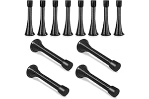 Spring Door Stopper, 12 Pcs 3-1/4 Inch Door Stop, Wall Mounted Flexible Spring Door Stops with Rubber Bumper Tips, Black