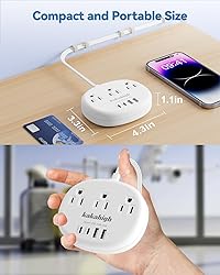 Flat Extension Cord with Outlet Cover & Cable
