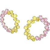 SWAROVSKI Millenia hoop earrings, Pear cut crystals, Multicolored, Gold tone Finish