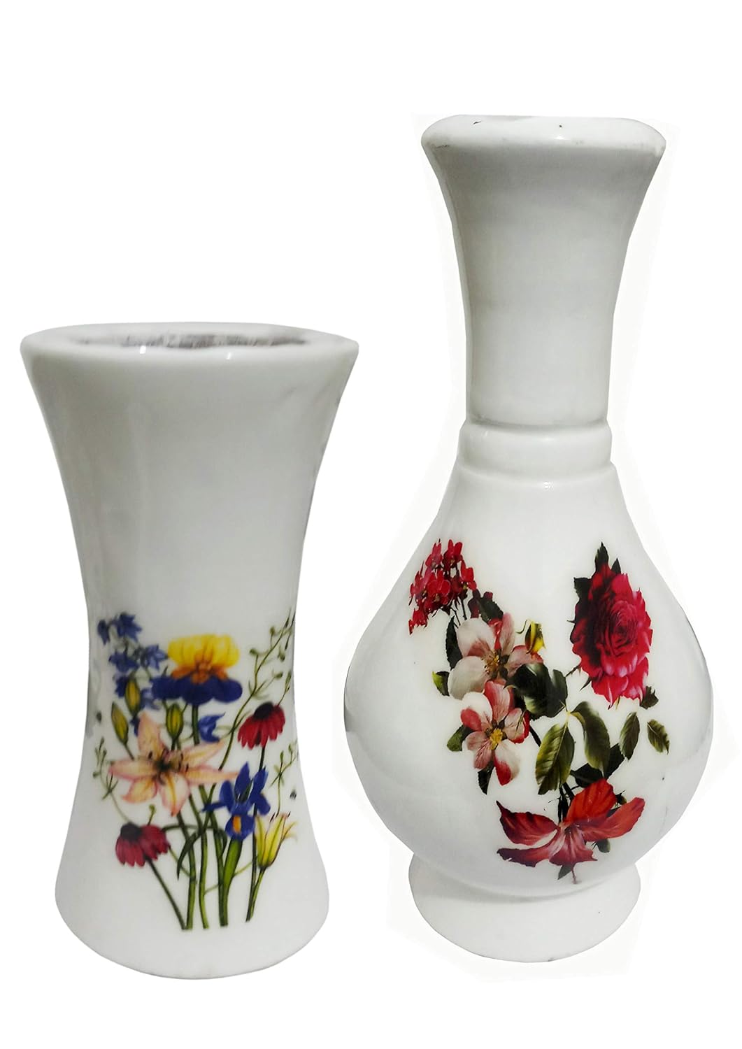 Buy Ultima Wooden Vases Set Of Different Shape With White Glossy